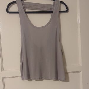 ALO Yoga Light Gray Scoop Tank with Strappy Low Back
